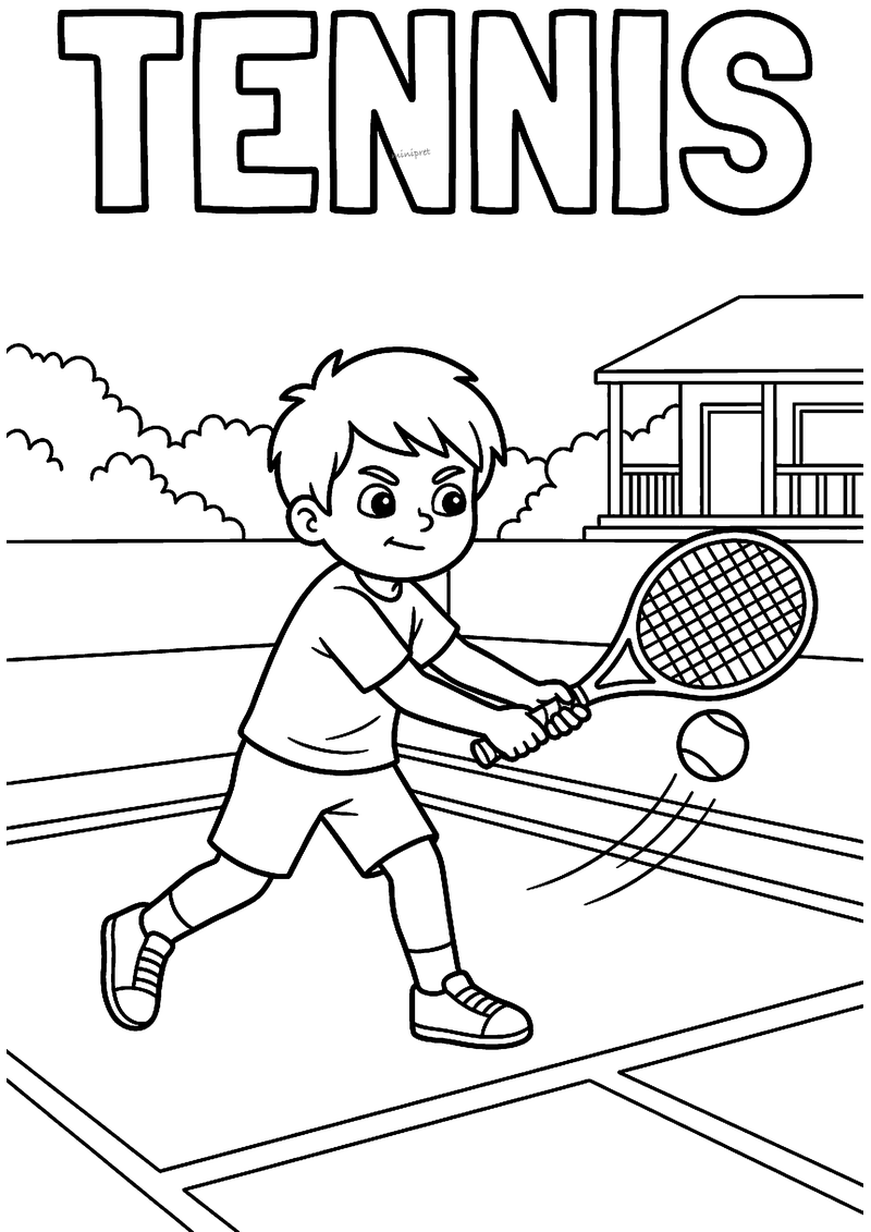 Tennisser slaat de bal kleurplaat