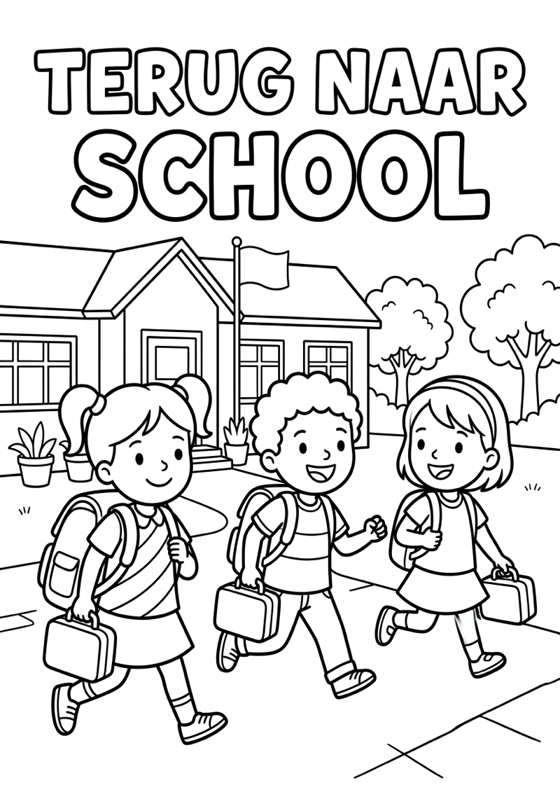 Terug naar School Kleurplaat — gratis kleurplaat printen