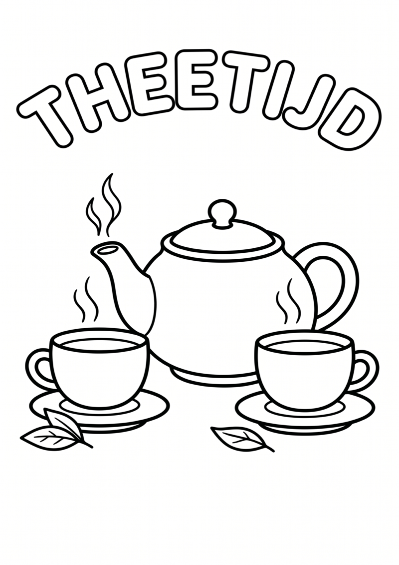 Theetijd Hojicha Kleurplaat — gratis kleurplaat