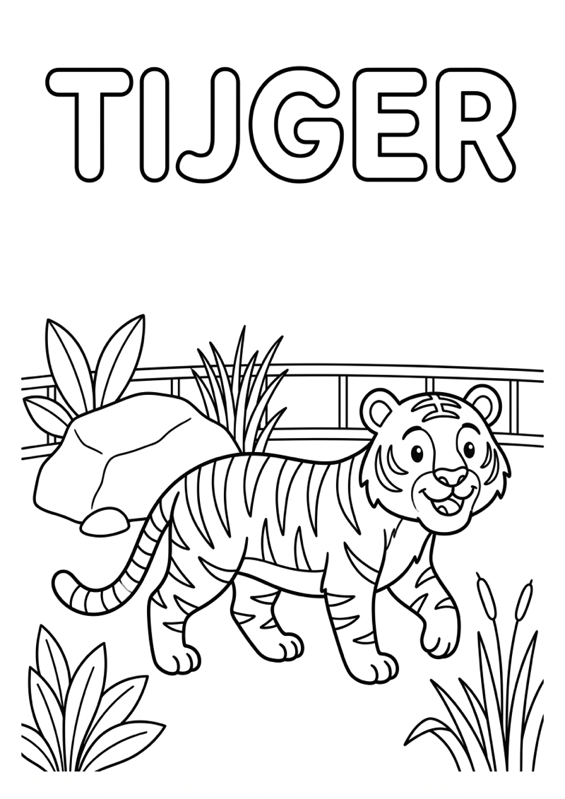 Tijger Dierentuin Kleurplaat — gratis kleurplaat