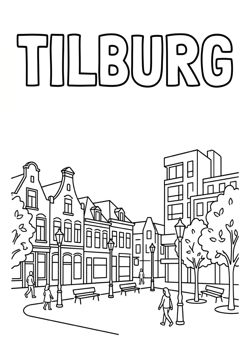 Tilburg Kleurplaat — gratis kleurplaat printen