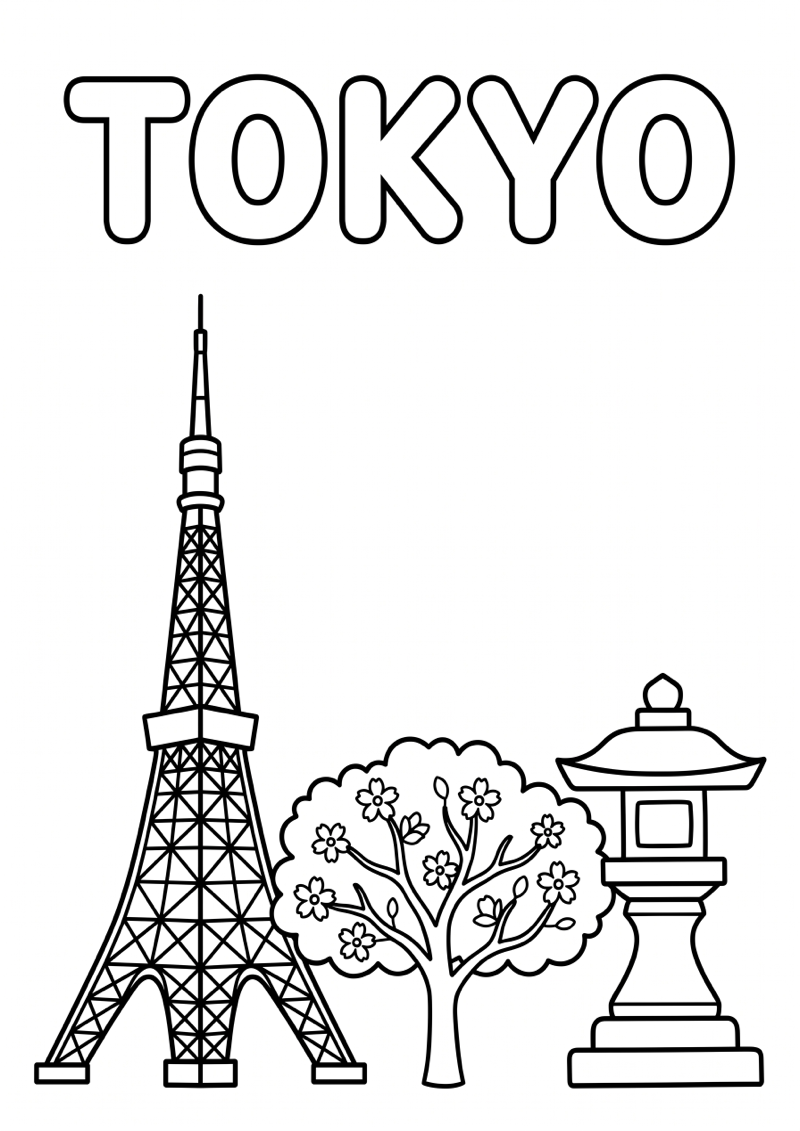 Tokyo Kleurplaat — gratis kleurplaat printen