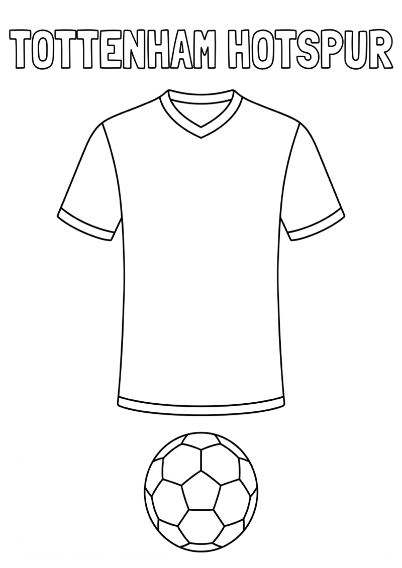 Tottenham Hotspur Voetbalshirt Kleurplaat — gratis kleurplaat printen