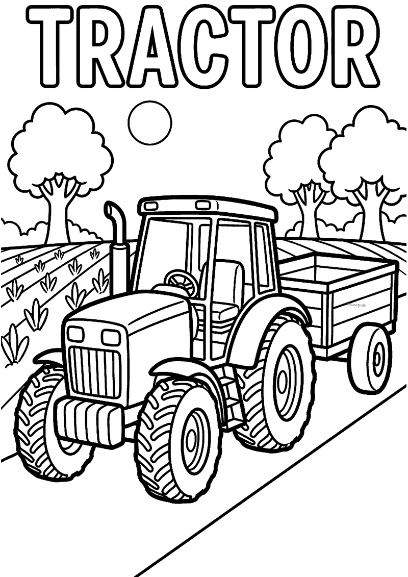 Tractor met aanhanger kleurplaat