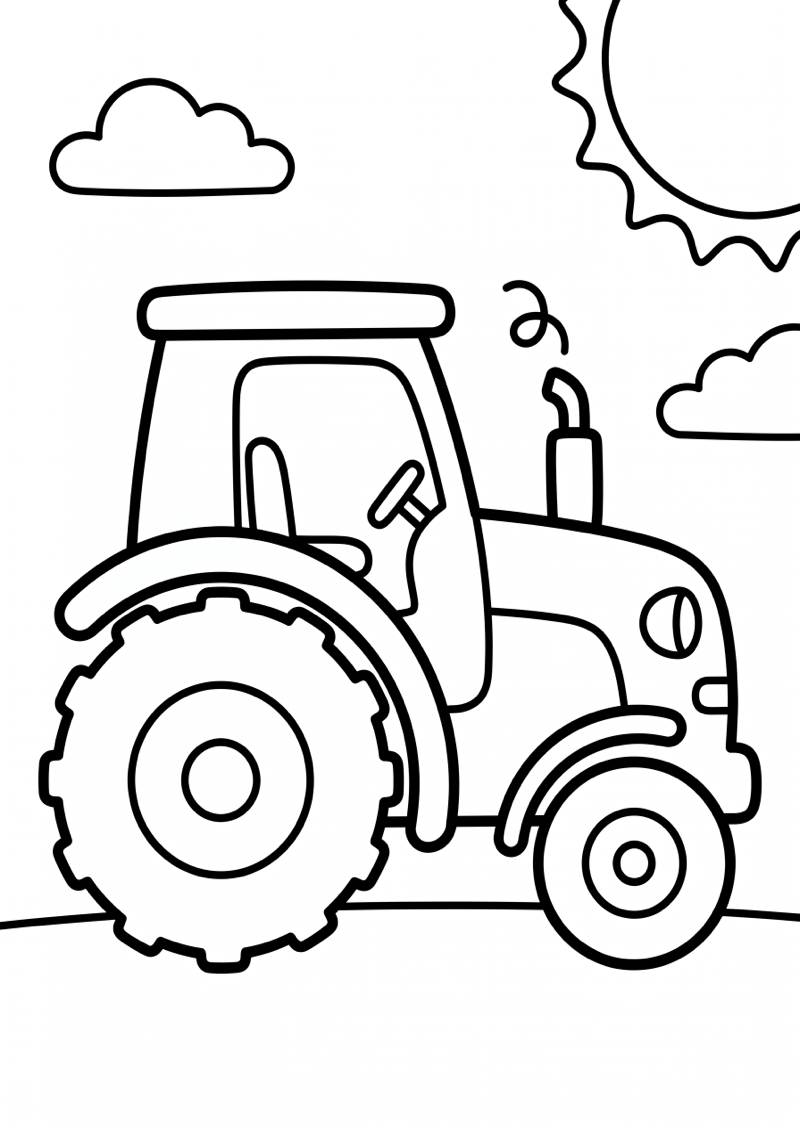 Tractor Kleurplaat — gratis kleurplaat
