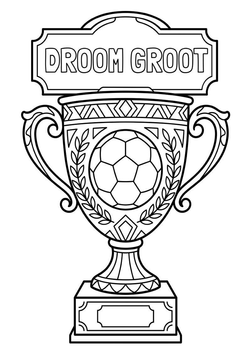 Trofee met Voetbalmotief Kleurplaat — gratis kleurplaat printen