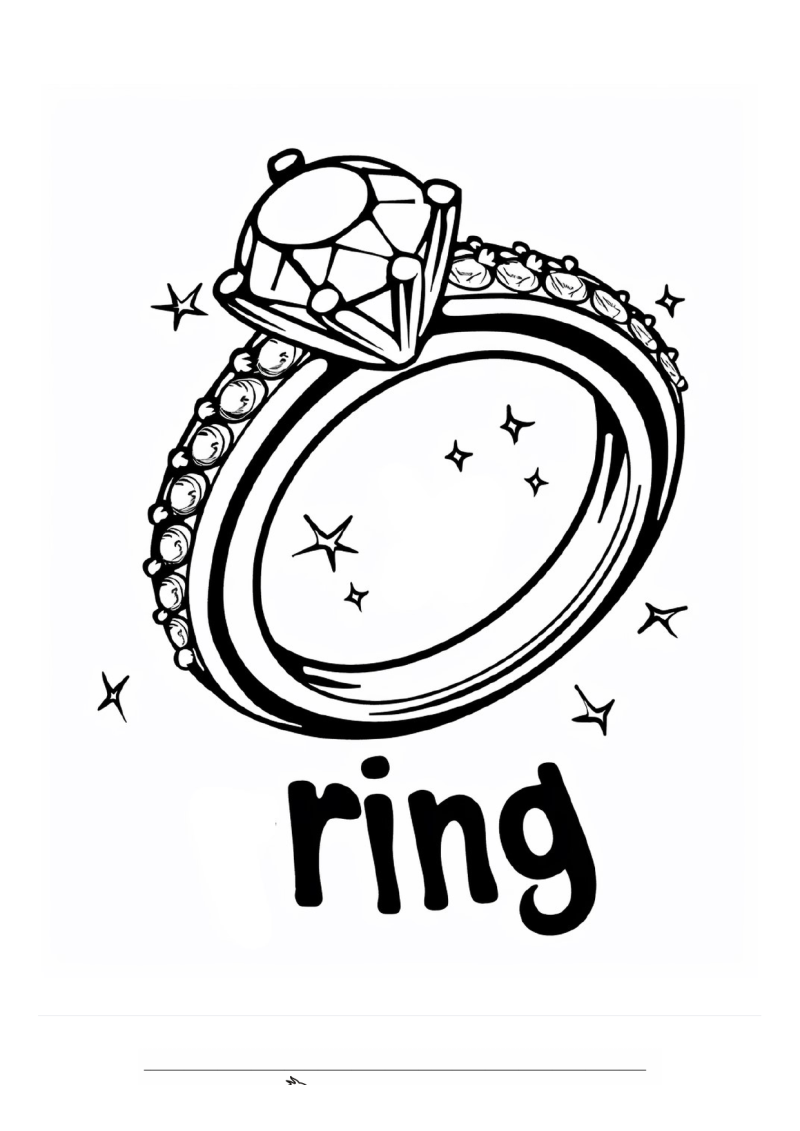 Trouwring Diamant Ring Tekst Kleurplaat — gratis kleurplaat printen