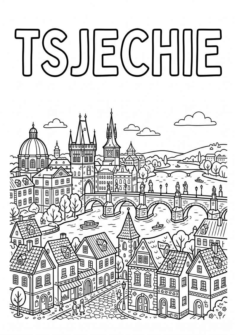 Tsjechie Kleurplaat — gratis kleurplaat