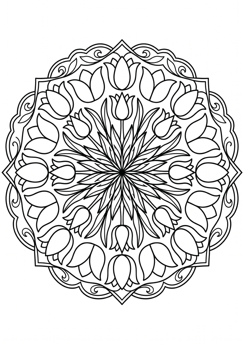 Tulp Mandala Kleurplaat — gratis kleurplaat printen