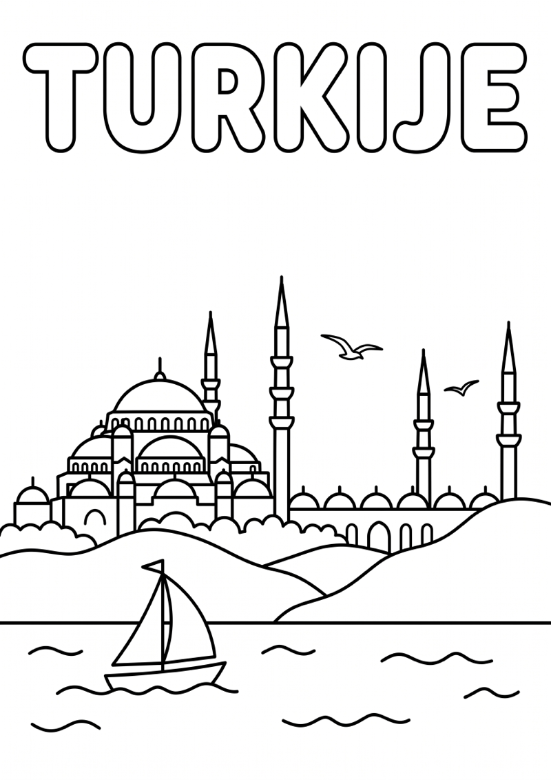 Turkije Kleurplaat — gratis kleurplaat printen
