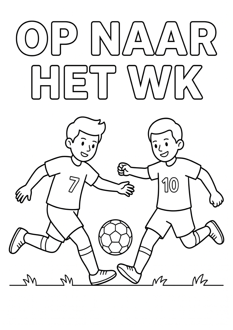 Twee Voetballers Duel Kleurplaat — gratis kleurplaat printen