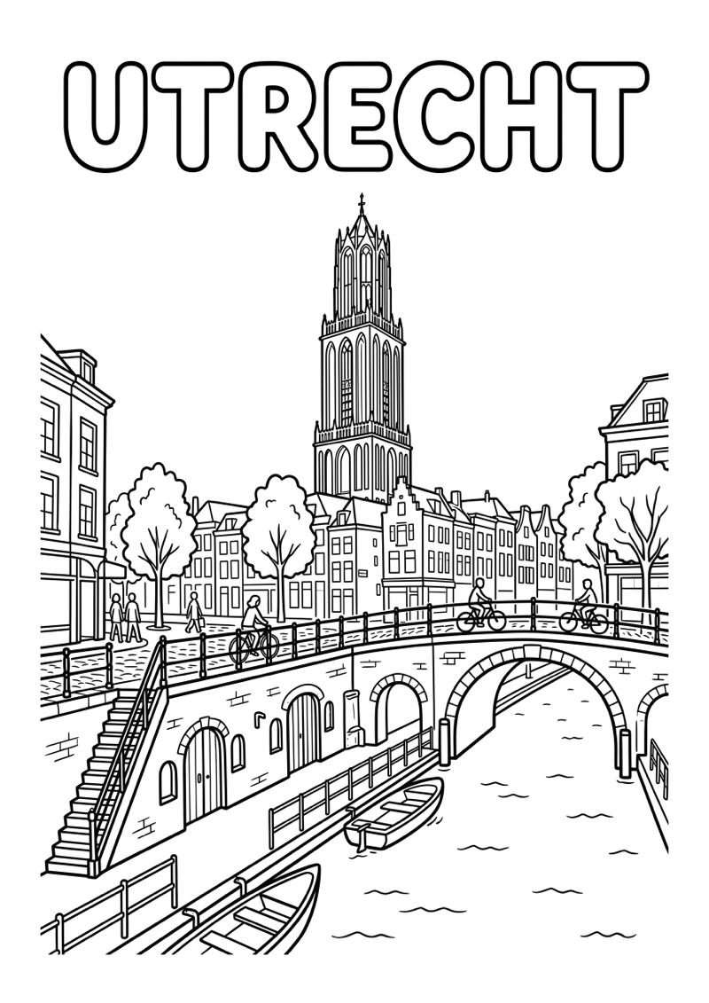 Utrecht Kleurplaat — gratis kleurplaat printen