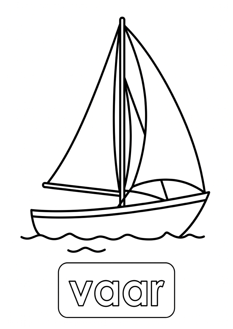 Vaar Woordkaart Kleurplaat — gratis kleurplaat