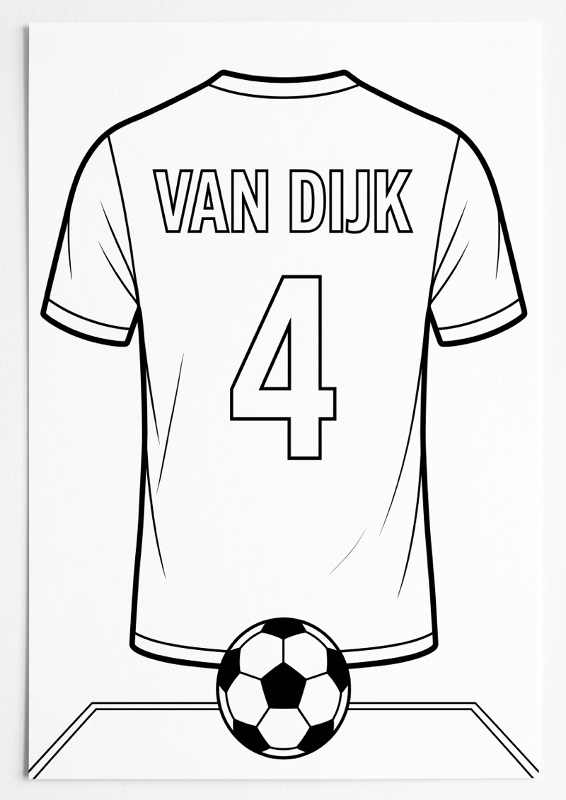 Van Dijk Voetbalshirt Kleurplaat — gratis kleurplaat printen