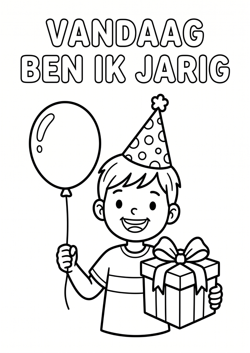 Vandaag Ben Ik Jarig Kleurplaat — gratis kleurplaat printen