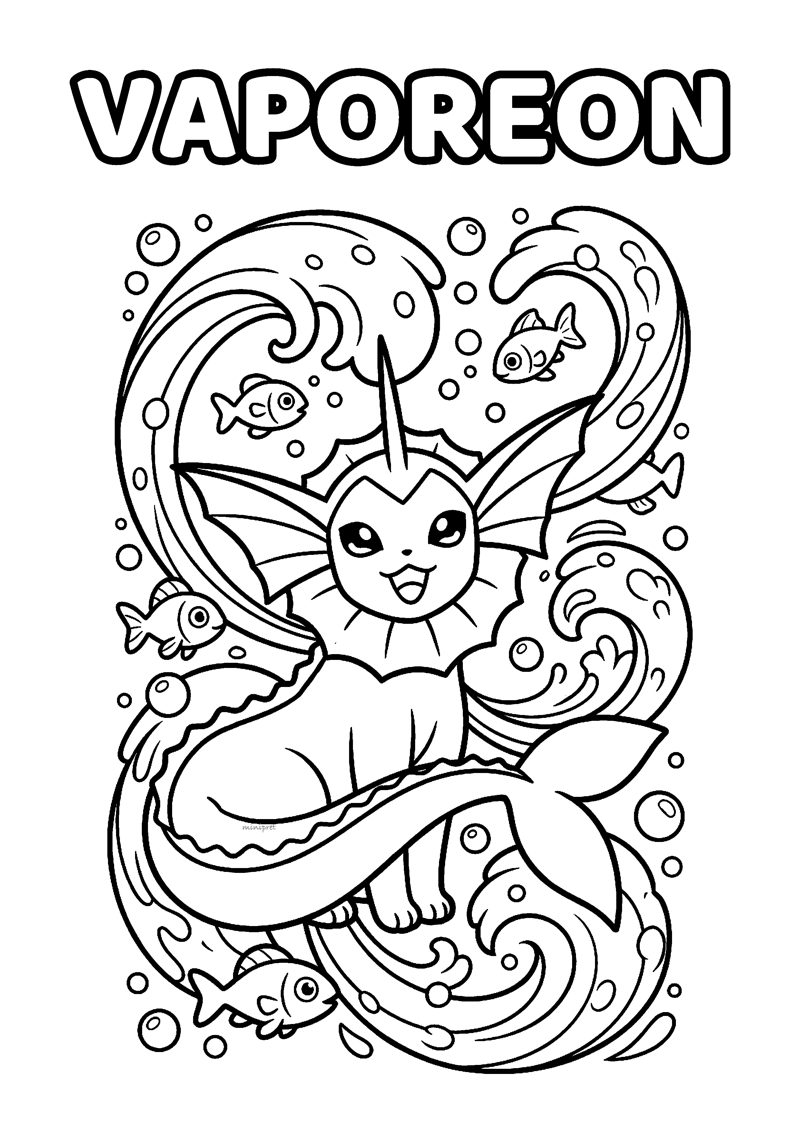 Vaporeon Kleurplaat — gratis kleurplaat printen
