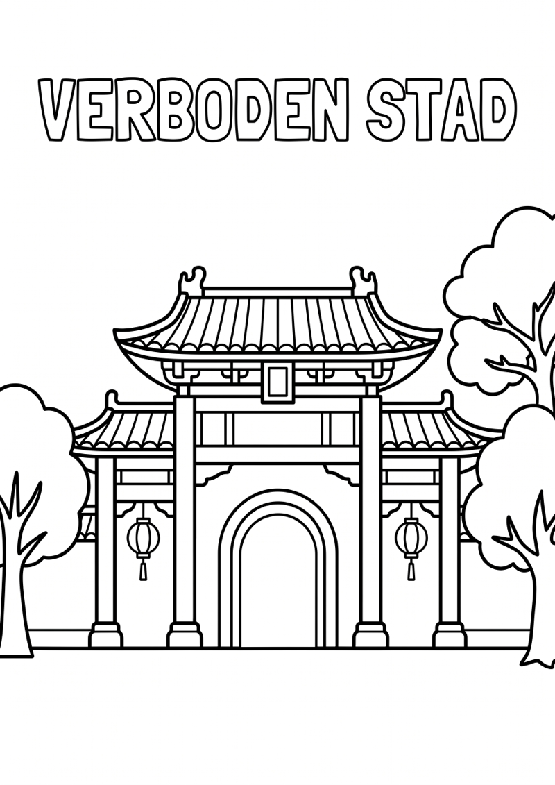 Verboden Stad Poort Kleurplaat — gratis kleurplaat printen