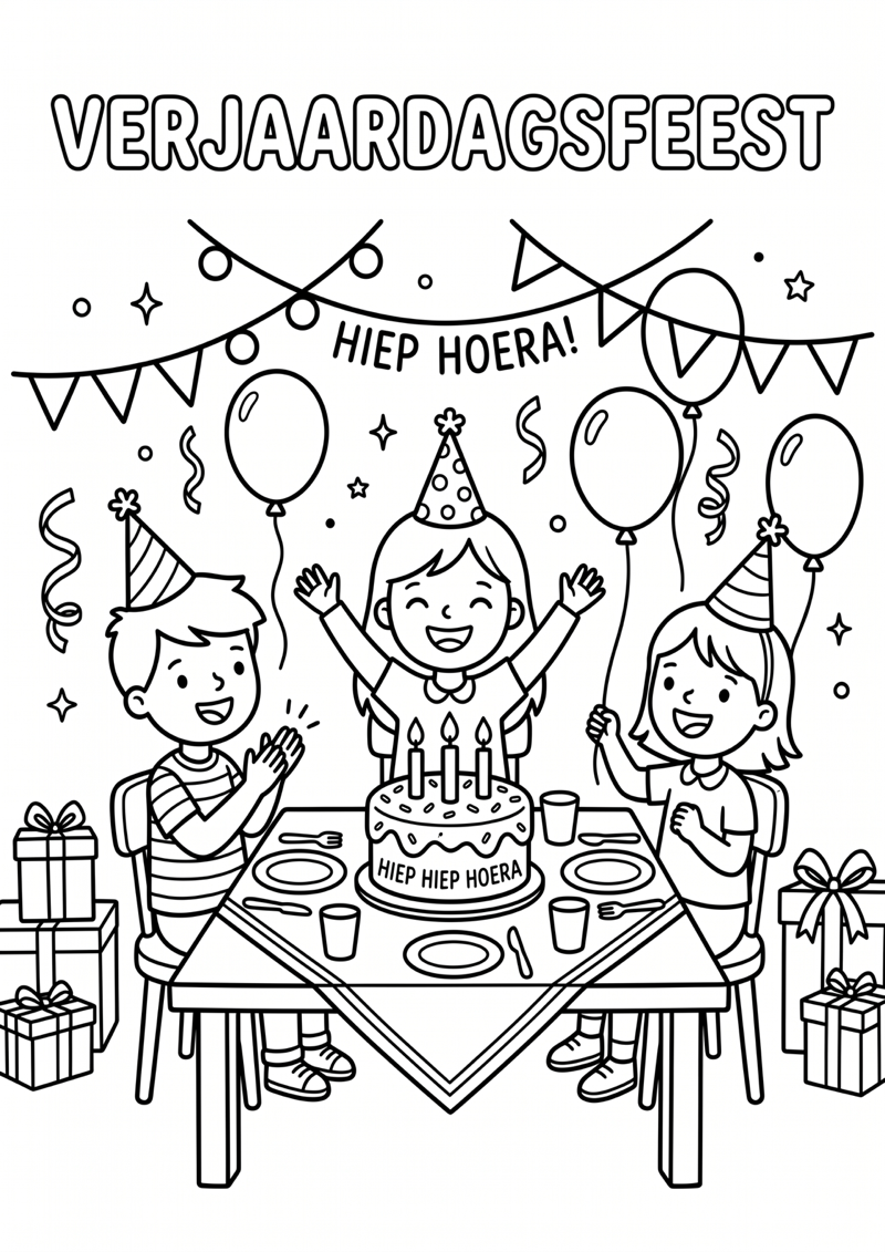 Verjaardagsfeest Kleurplaat — gratis kleurplaat printen