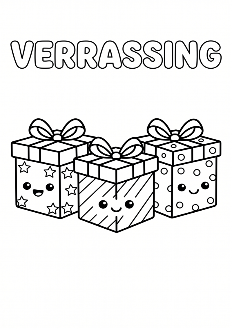 Verrassing Mystery Box Kleurplaat — gratis kleurplaat printen