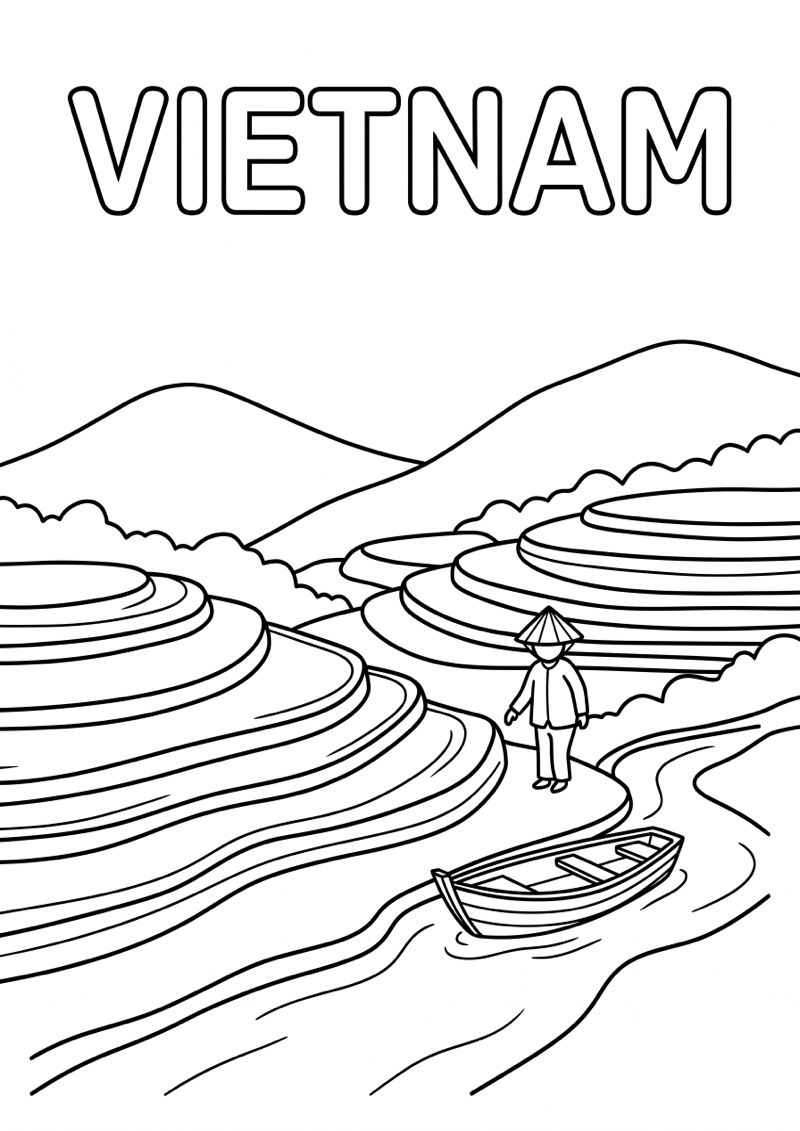 Vietnam Kleurplaat — gratis kleurplaat printen