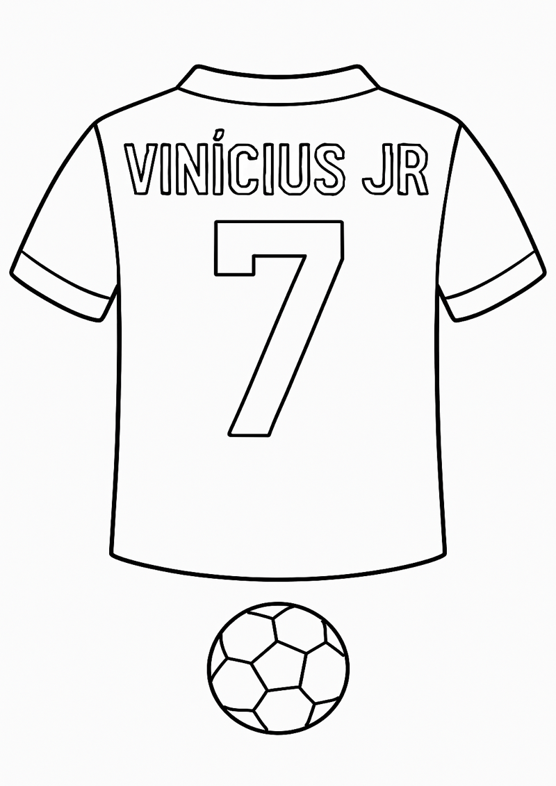 Vinicius Jr Voetbalshirt Kleurplaat — gratis kleurplaat printen
