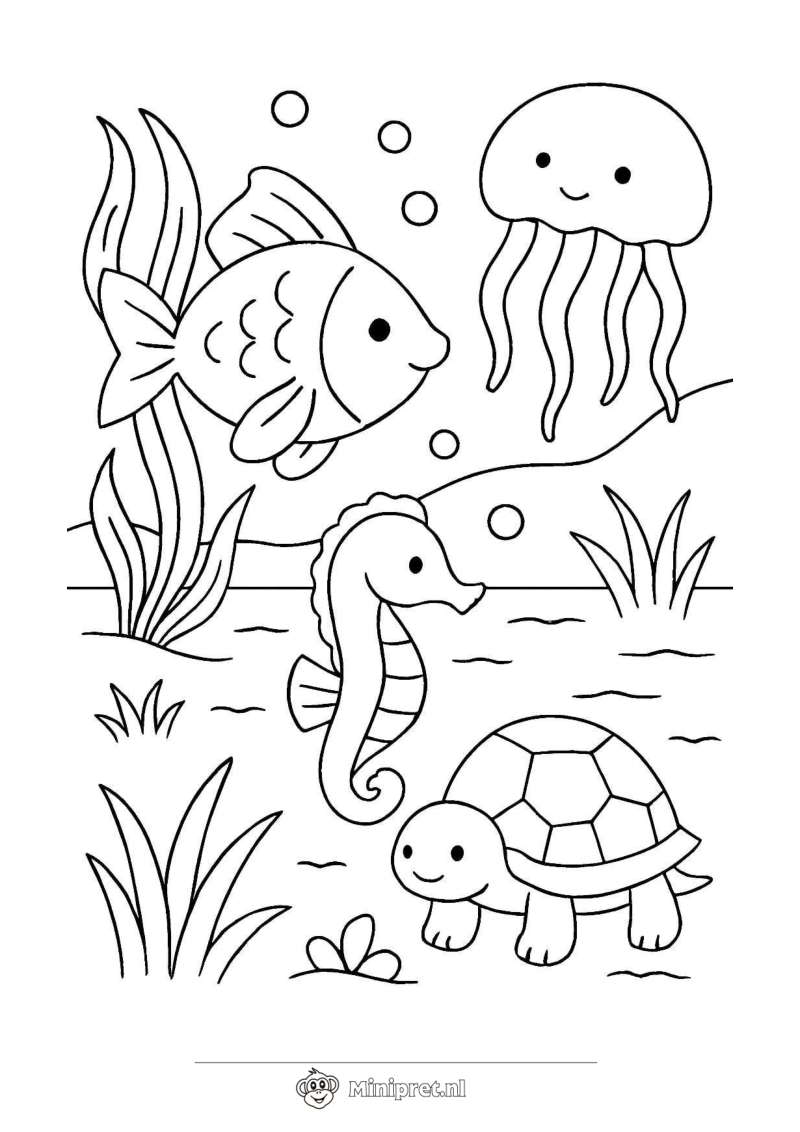 Vissen in de Oceaan kleurplaat — gratis kleurplaat