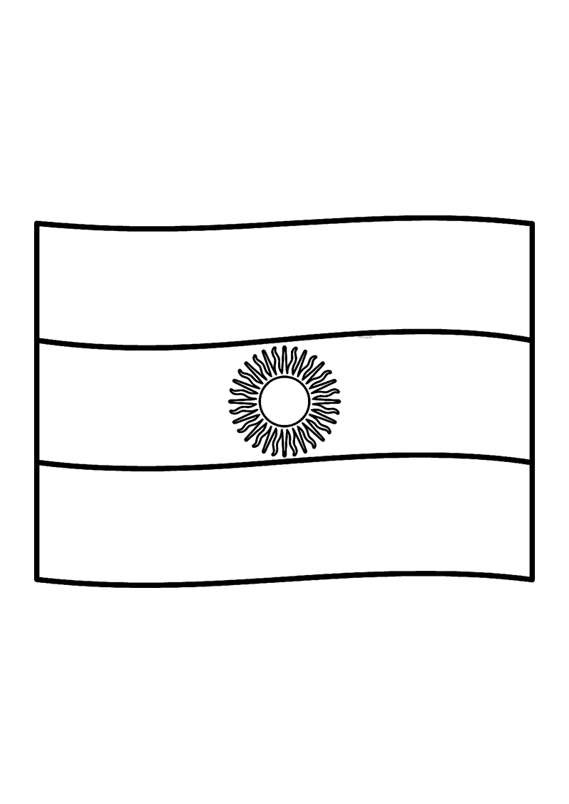 Vlag van Argentinië in lijntekening met aanwijzingen voor de juiste kleuren