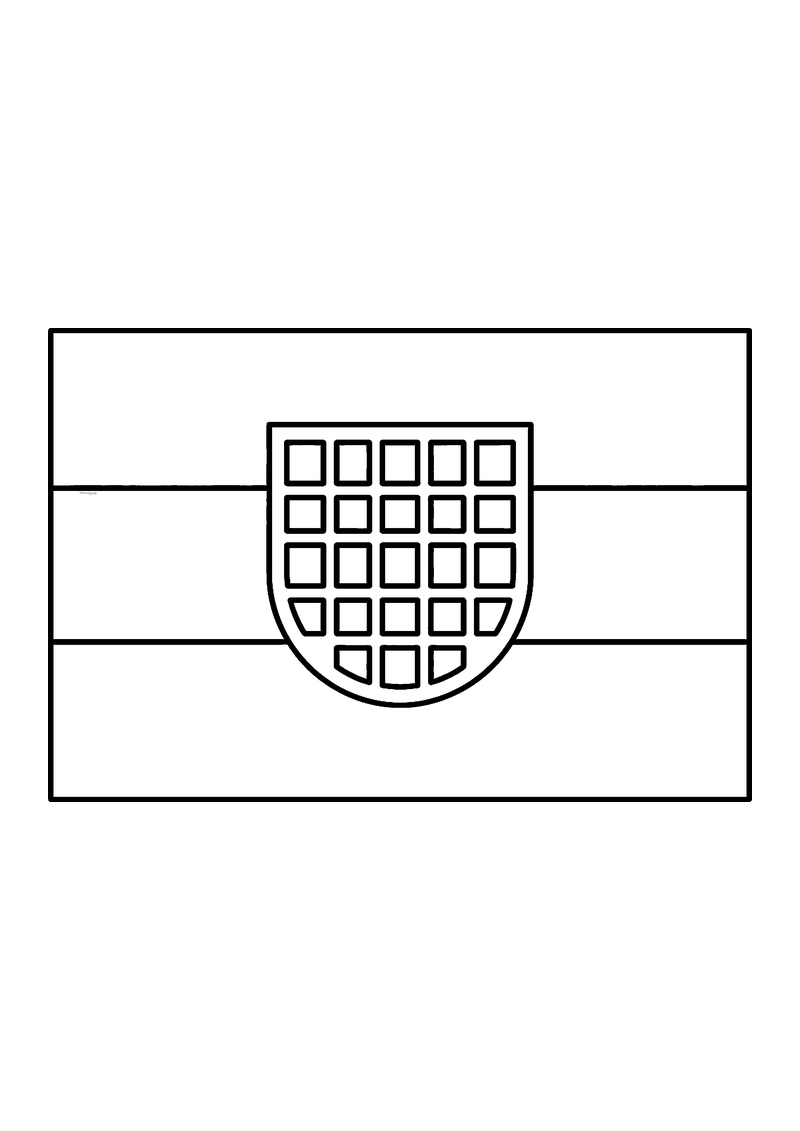 Vlag van Kroatië in lijntekening met aanwijzingen voor de juiste kleuren