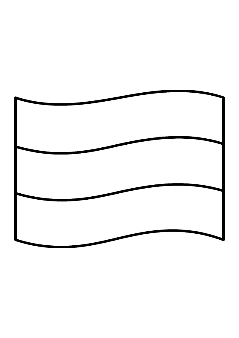 Vlag van Oostenrijk in lijntekening met aanwijzingen voor de juiste kleuren