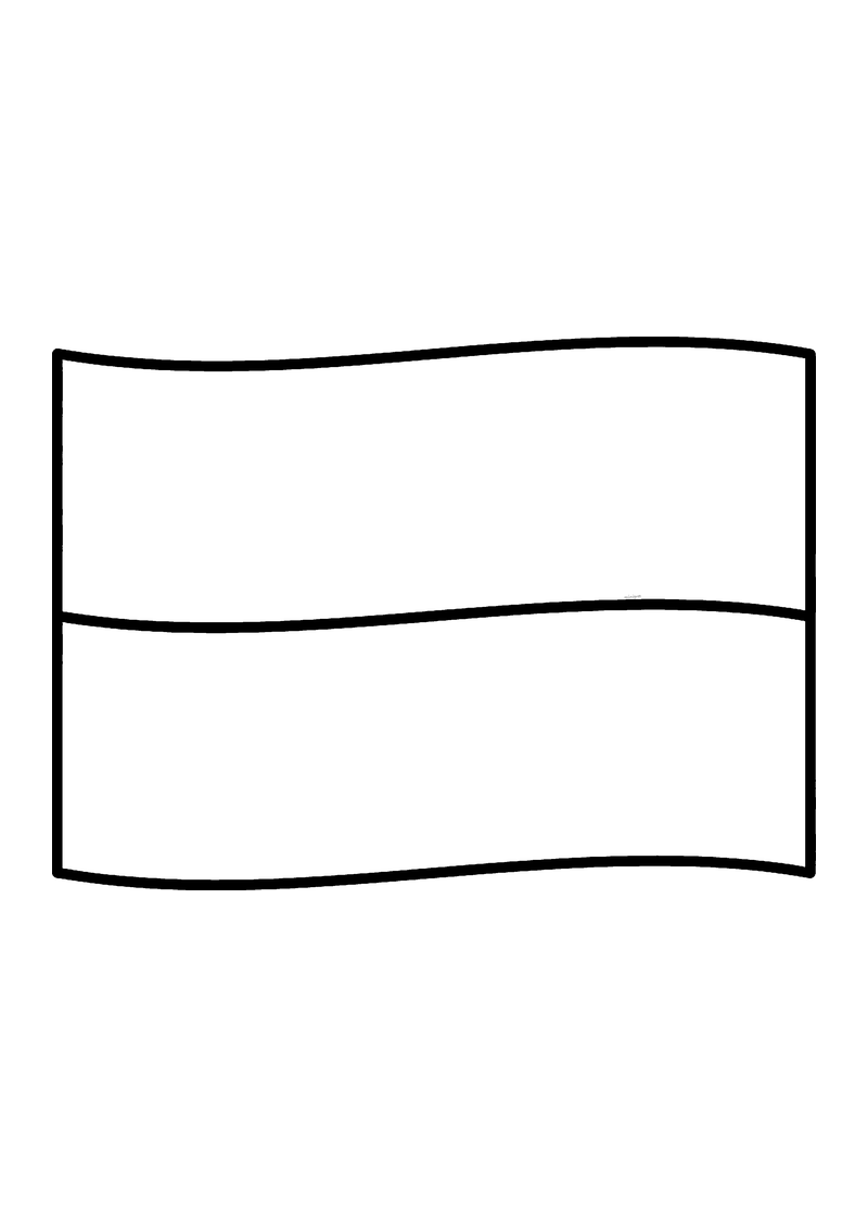 Vlag van Polen in lijntekening met aanwijzingen voor de juiste kleuren