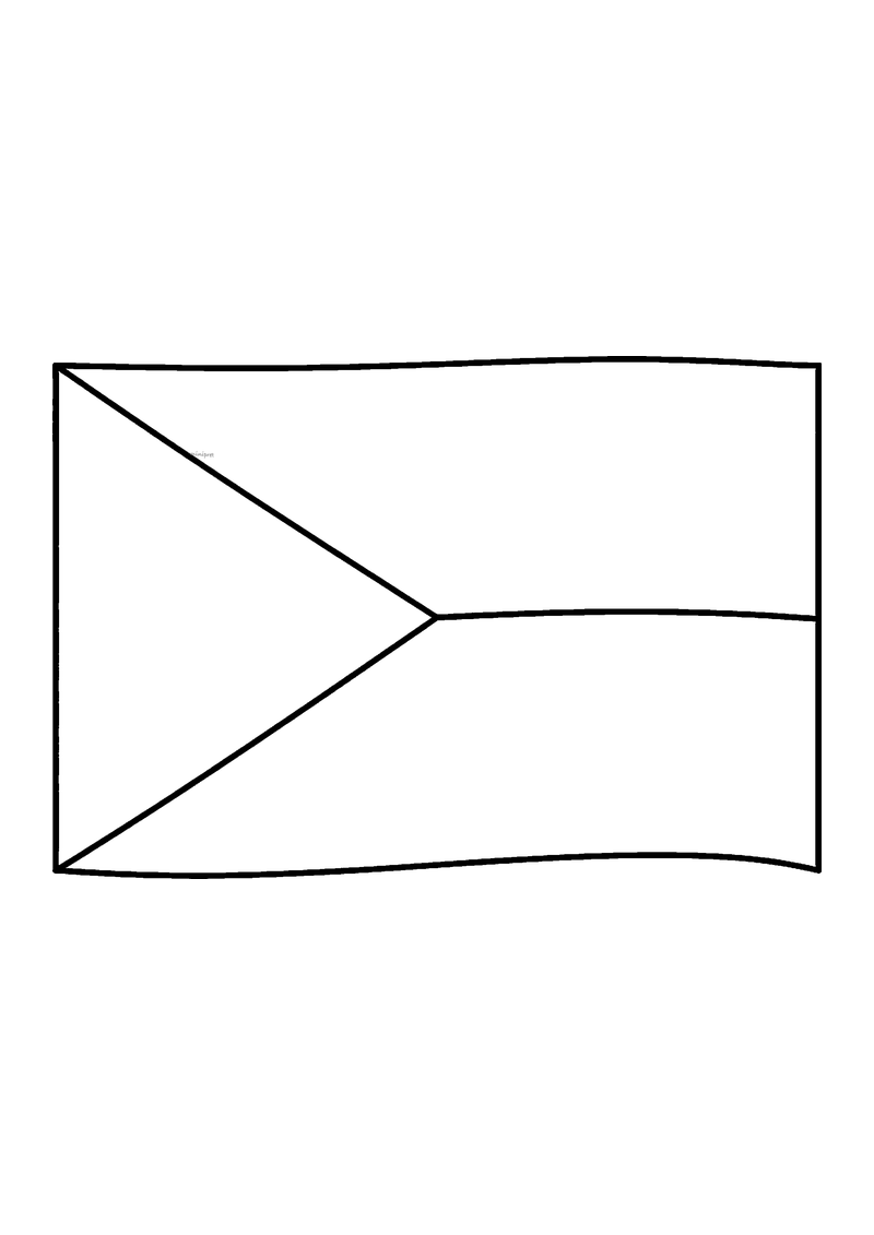 Vlag van Tsjechië in lijntekening met aanwijzingen voor de juiste kleuren