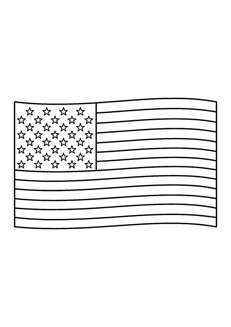 Vlag van Verenigde Staten in lijntekening met aanwijzingen voor de juiste kleuren
