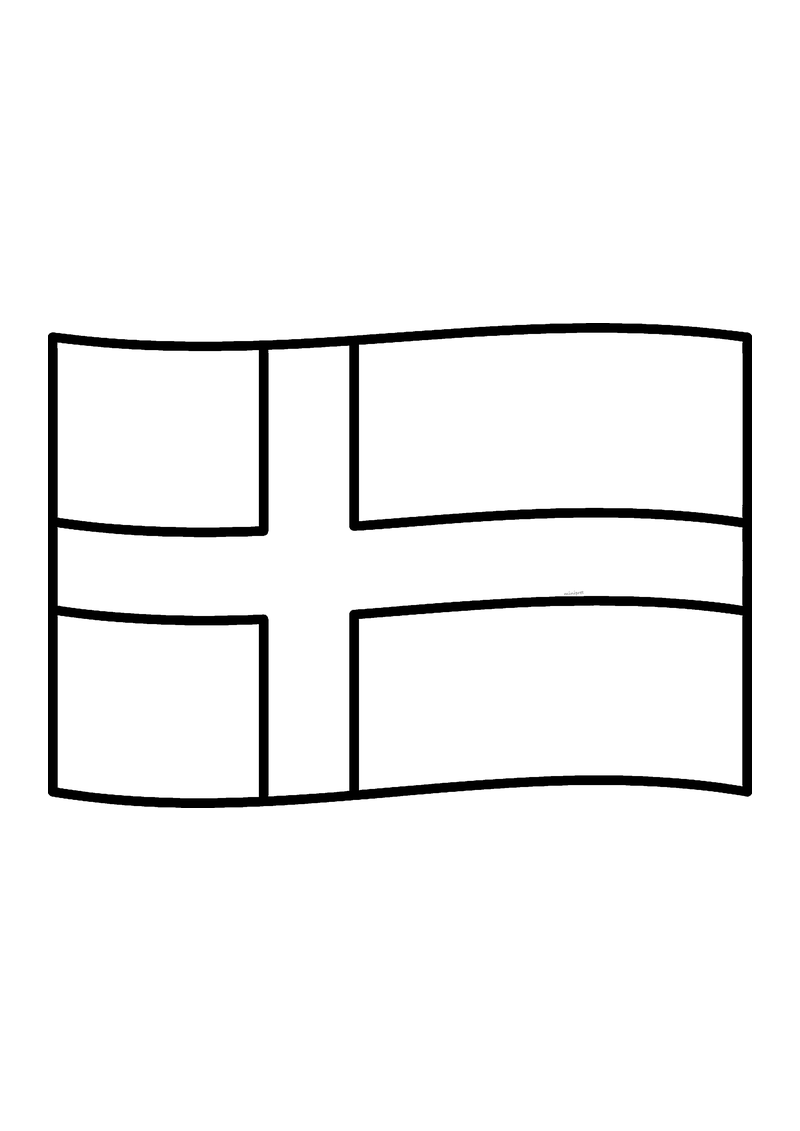 Vlag van Zweden in lijntekening met aanwijzingen voor de juiste kleuren