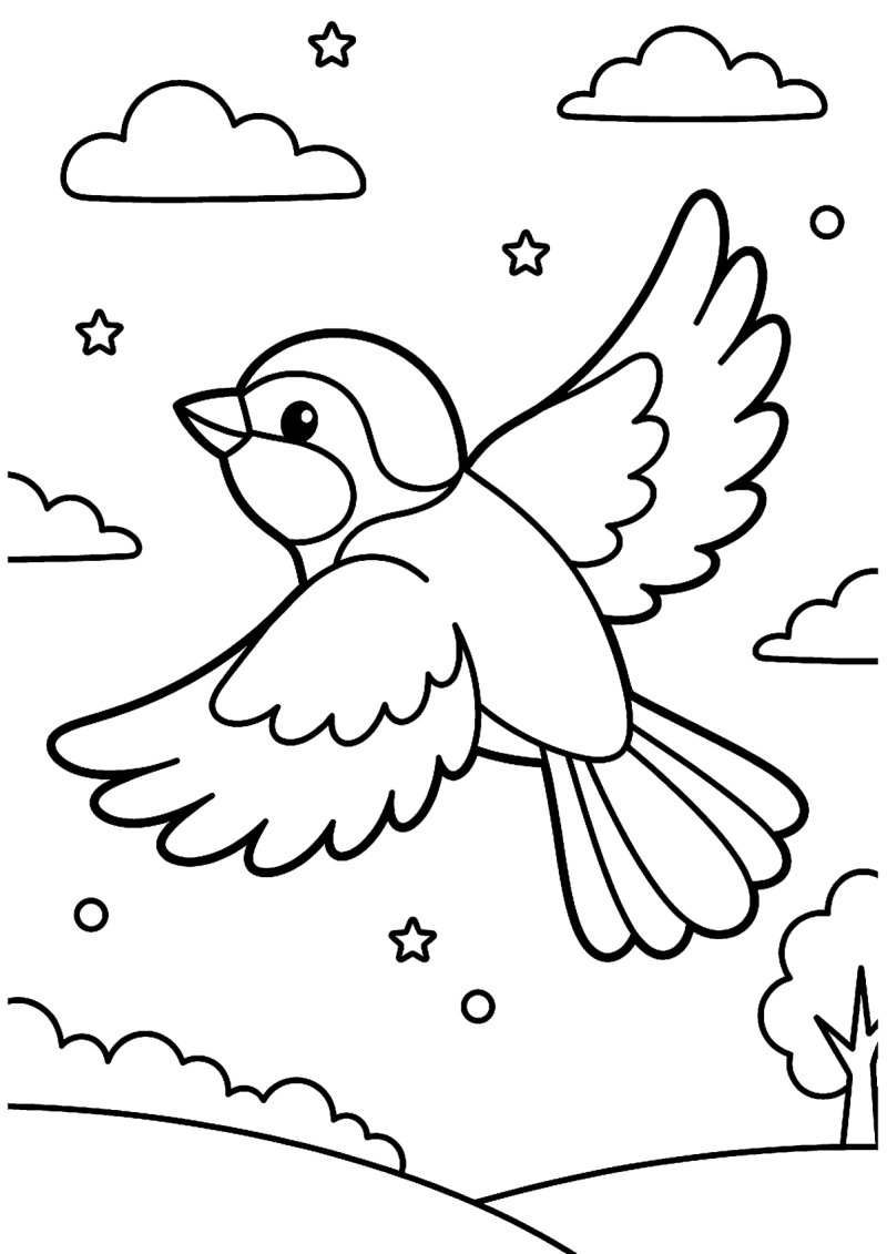 Vliegende vogel kleurplaat — gratis kleurplaat printen