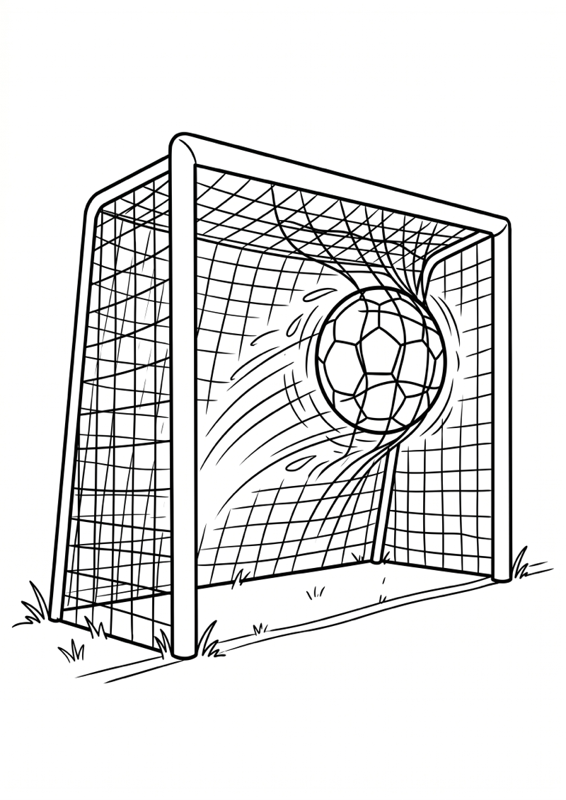 Voetbaldoel met Bal Erin Kleurplaat — gratis kleurplaat printen