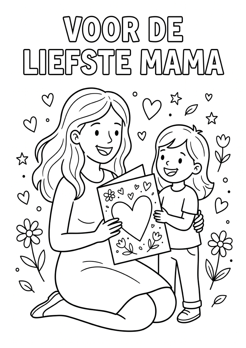 Voor de liefste mama kleurplaat — gratis kleurplaat
