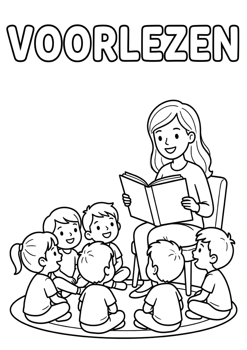 Voorlezen op de Kinderopvang Kleurplaat — gratis kleurplaat