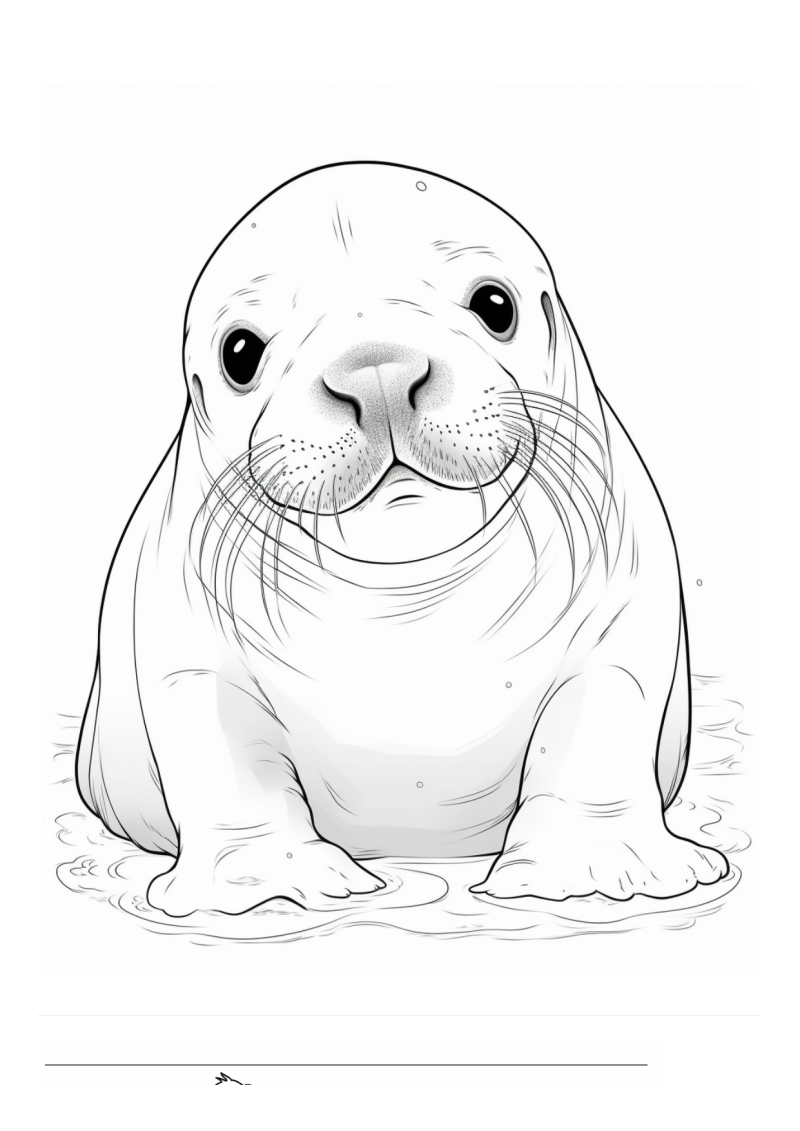 Baby Walrus Kleurplaat — gratis kleurplaat printen