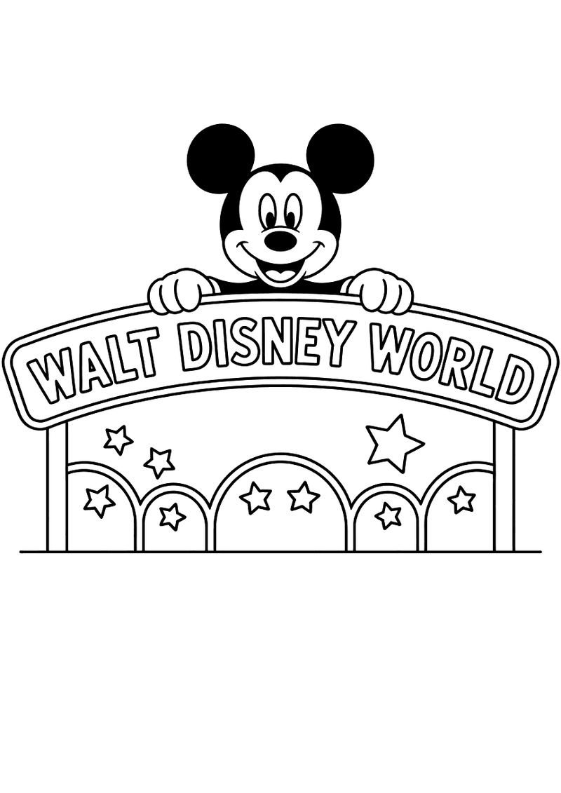 Walt Disney World Toegangsbord — gratis kleurplaat