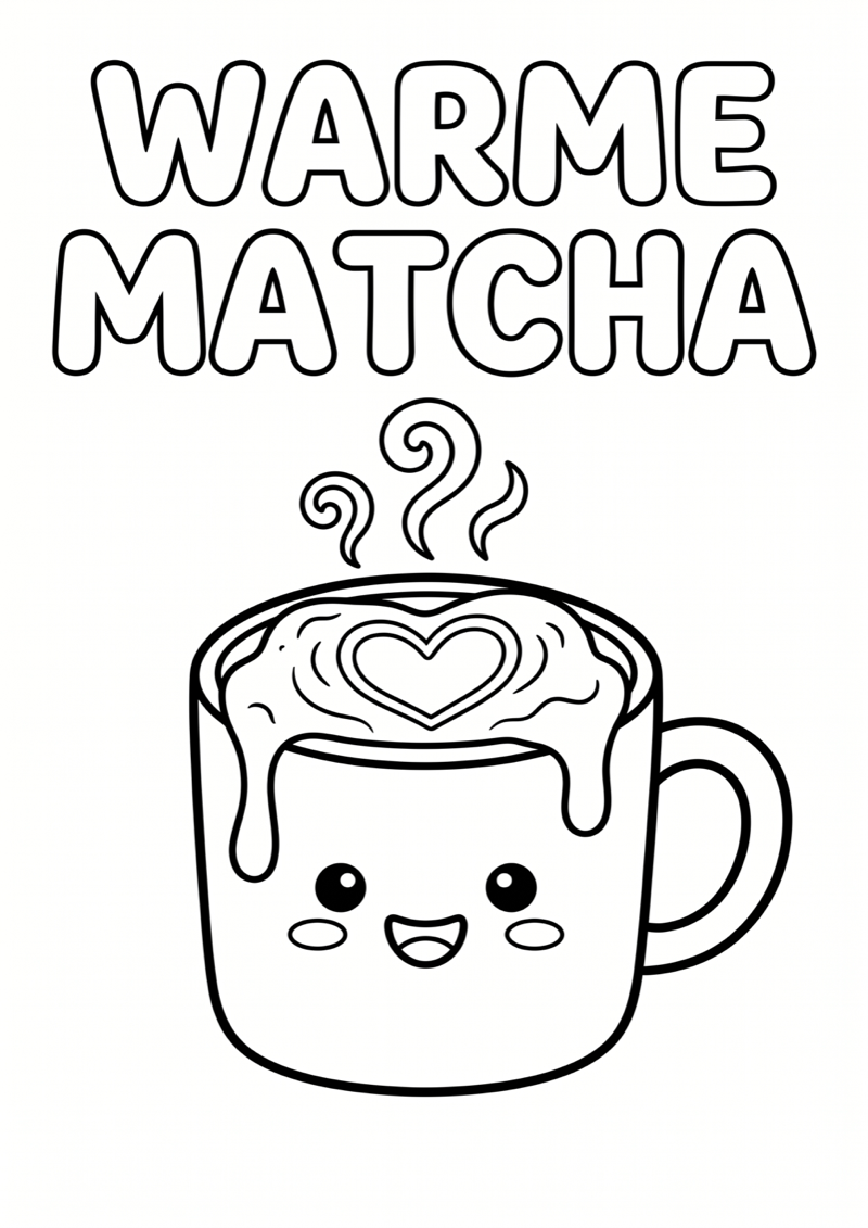 Warme Matcha Kleurplaat — gratis kleurplaat
