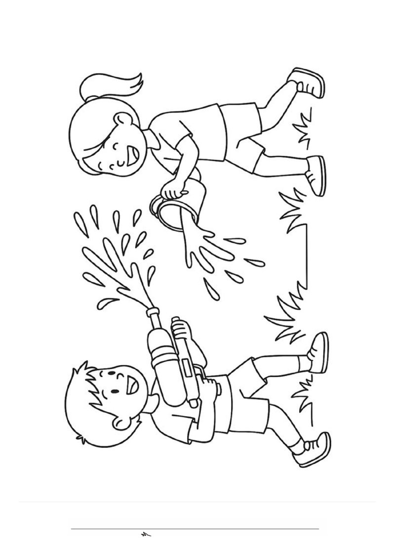 Waterplezier in de tuin Kleurplaat — gratis kleurplaat