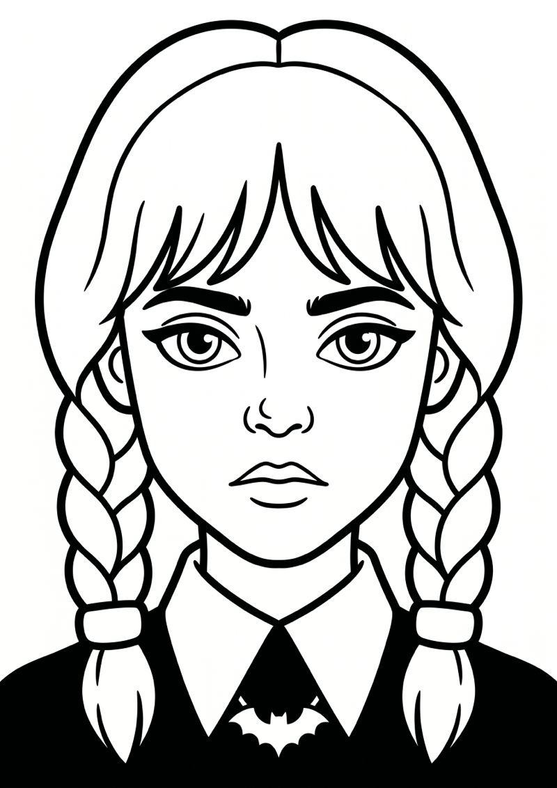 Wednesday Portret Kleurplaat — gratis kleurplaat