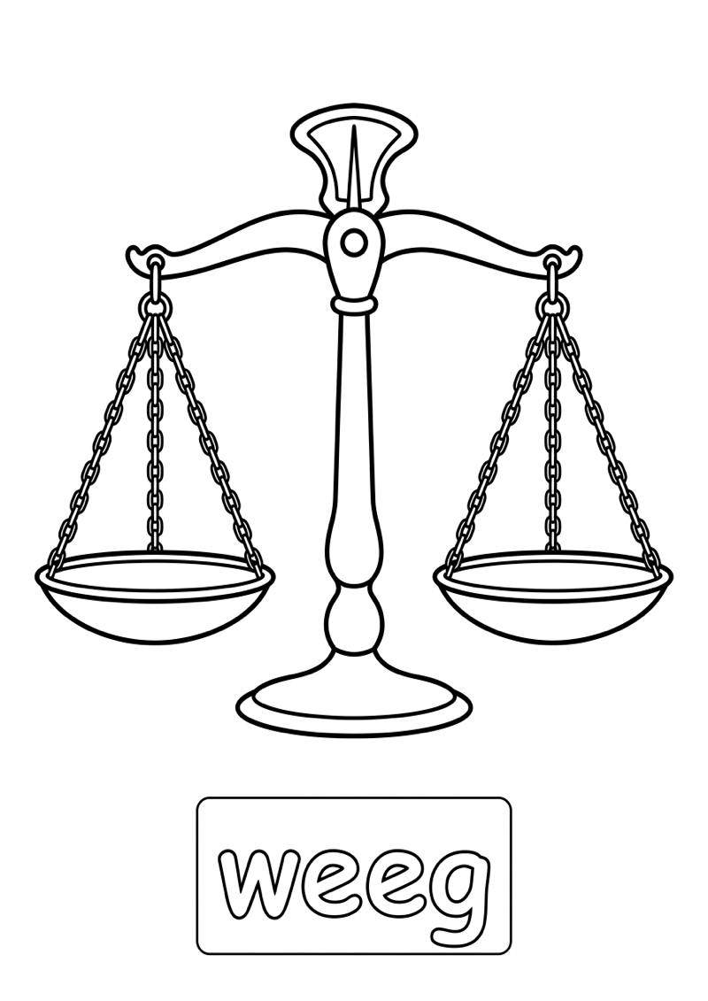 Weeg Woordkaart Kleurplaat — gratis kleurplaat