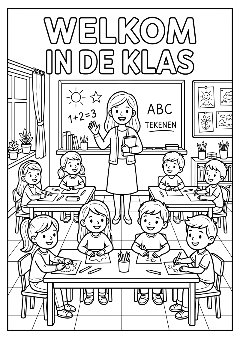 Welkom in de Klas Kleurplaat — gratis kleurplaat printen