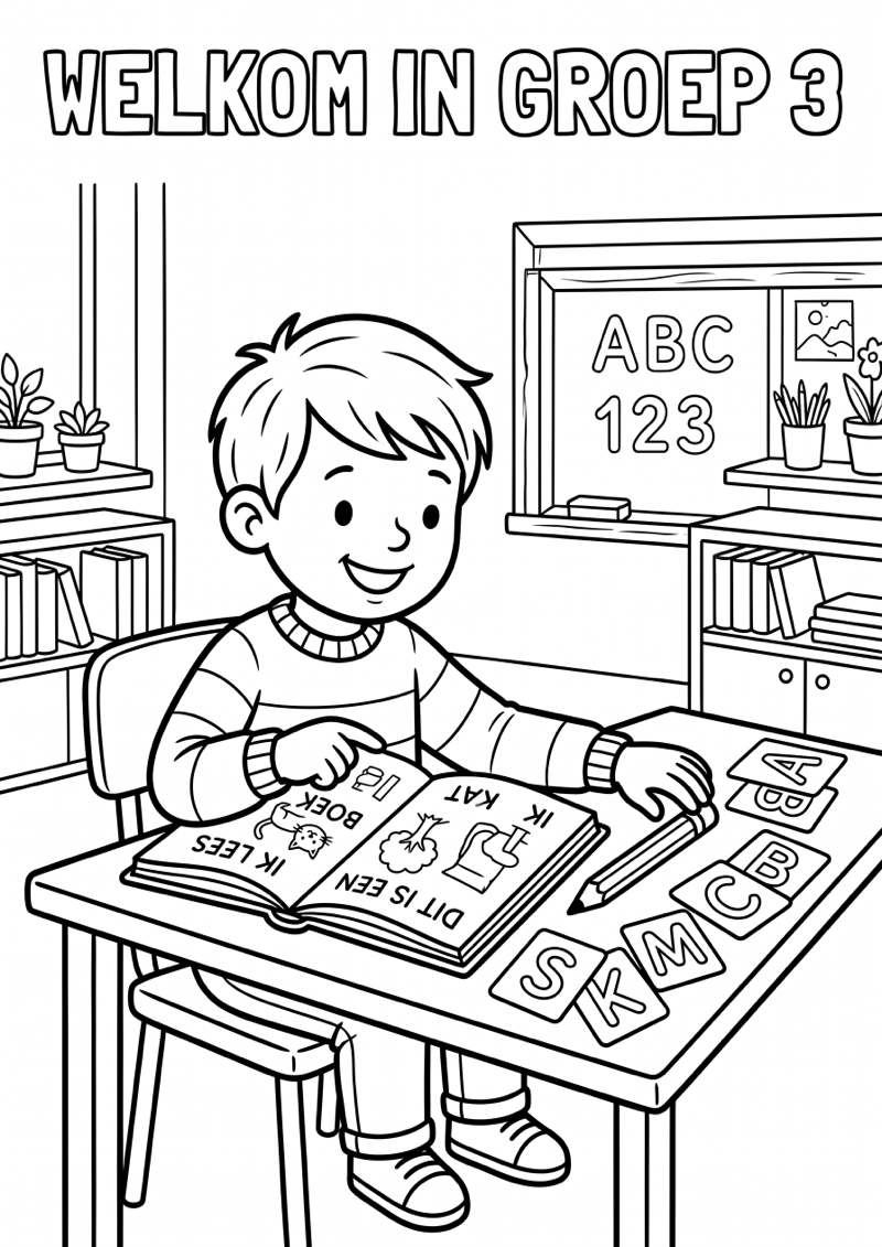 Welkom in Groep 3 Kleurplaat — gratis kleurplaat printen