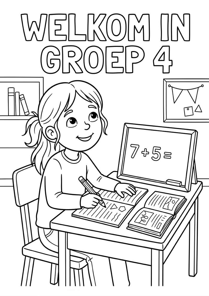 Welkom in Groep 4 Kleurplaat — gratis kleurplaat printen