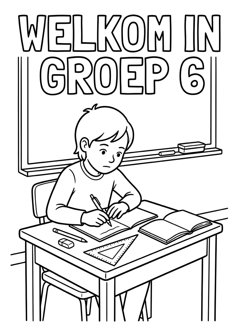 Welkom in Groep 6 Kleurplaat — gratis kleurplaat printen