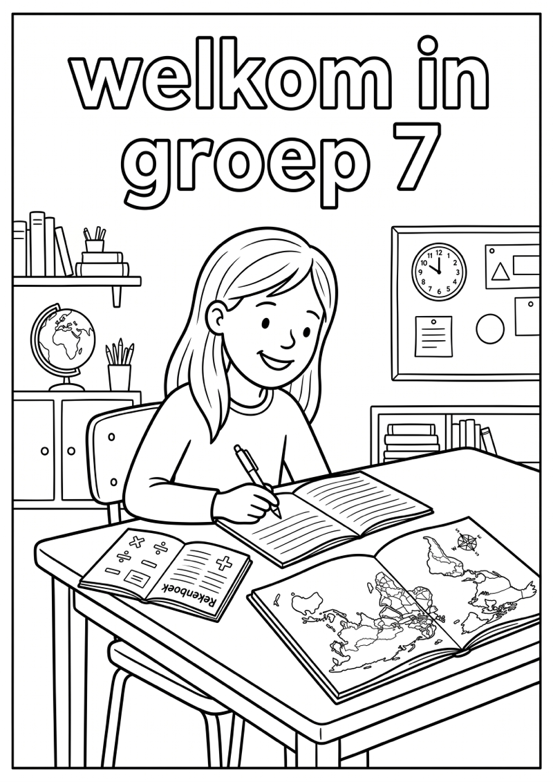Welkom in Groep 7 Kleurplaat — gratis kleurplaat printen