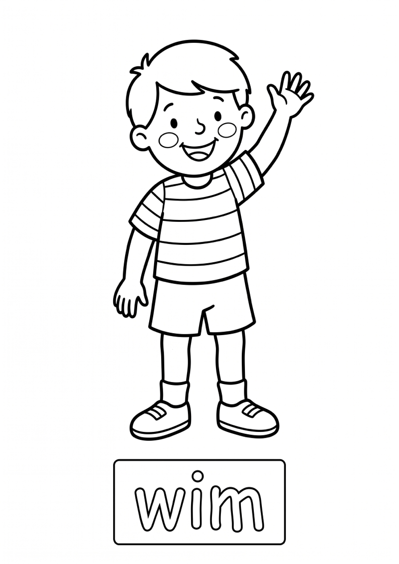 Wim Woordkaart Kleurplaat — gratis kleurplaat