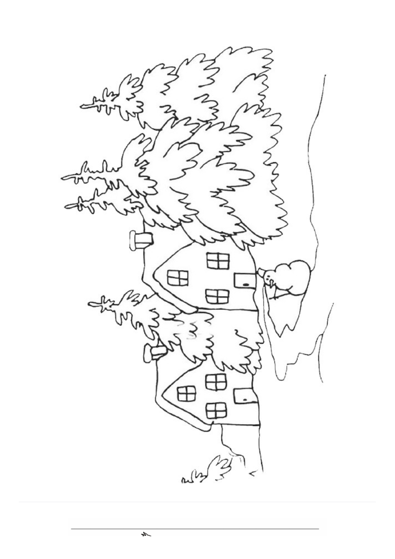 Winterlandschap Kleurplaat — gratis kleurplaat